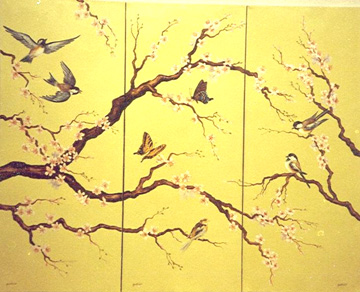 Cherry Blossoms Mural on Room Divider