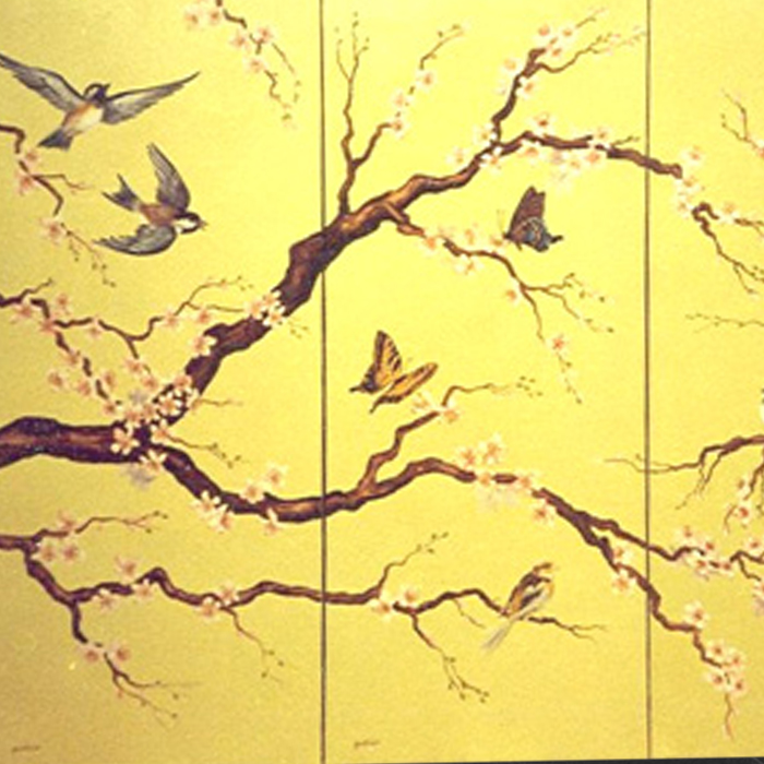 Cherry Blossoms Mural on Room Divider